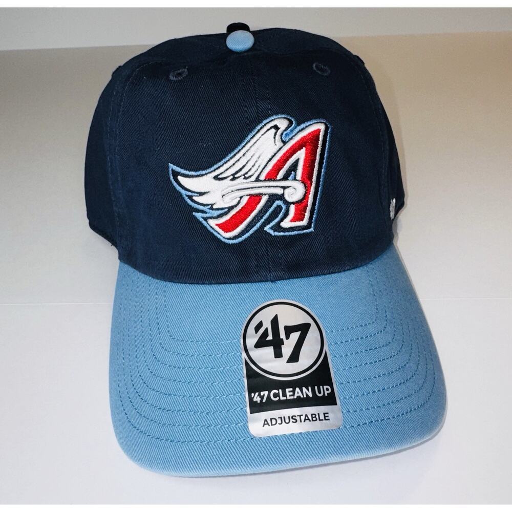 47 Brand Anaheim Angels Cooperstown Clean Up Hat Navy Blue Adjustable Cap